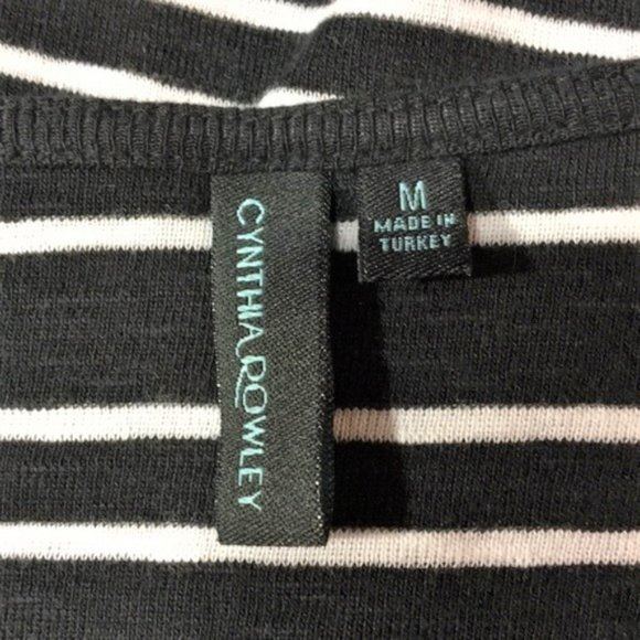 Cynthia Rowley Womens Top Shirt Size Medium Striped Scoop Neckline Black NWT - Picture 4 of 6